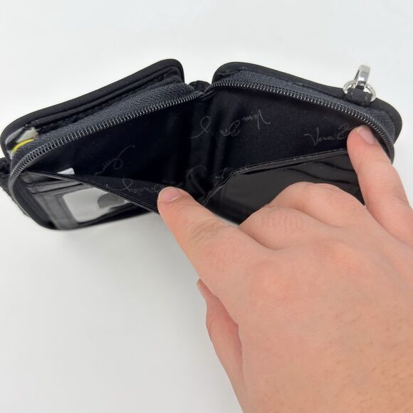 Vera Bradley Black Quilted Wristlet Wallet Zip Around ID Coin Purse NWOT - Picture 12 of 16